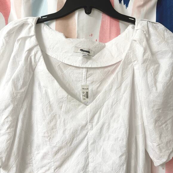 Madewell White McCoy Darted V-Neck Top in Floral Size 10 - Picture 7 of 16